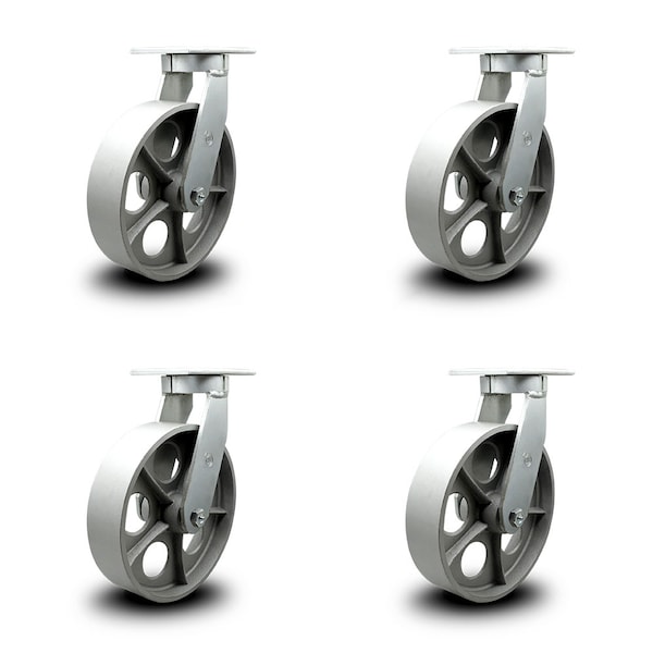 10 Inch Heavy Duty Semi Steel Cast Iron Swivel Caster Set with 2 Swivel Locks